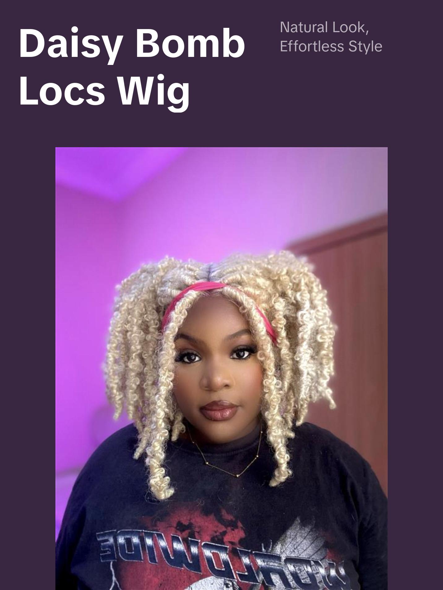 Daisy 12.5"" Bomb Butterfly Locs Wig with 4x5-inch HD Lace, Heat-resistant Synthetic Fiber, and Baby Hair for a Natural Look, (Light Blonde)