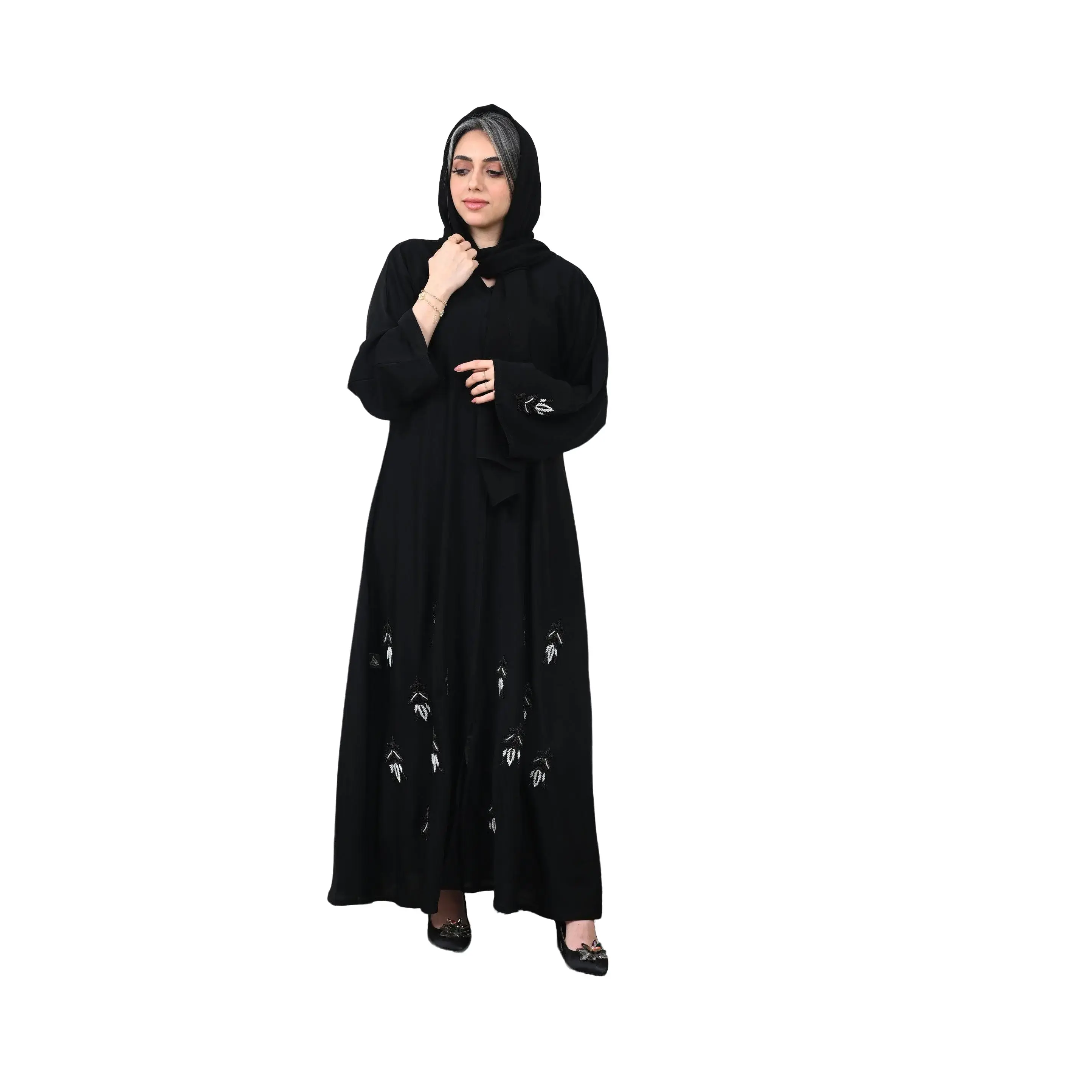 Feather embroidery. Women's Abaya.