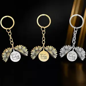 Sunflower Inspirational Keychain Gift, Motivational Quote Charm for Women and Men, Multi-Purpose Pendant for Bags, Keys, Car Rearview Mirror, and Phone, Ideal Birthday, Christmas, and Graduation Gift for Best Friend and Student