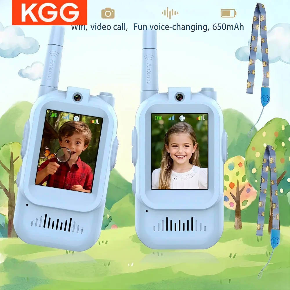Kids Video Walkie Talkies with 2.0 Inch IPS Screen, 2.4G WiFi, Fun Voice Changer & Video Call, Long Range Communication Toy for Boys Girls Outdoor Camping & Adventure