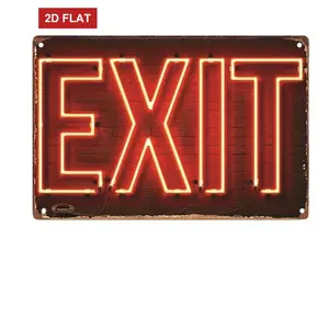 Retro metal exit sign with fluorescent effect, Decorative Neon Sign, 8x12-inch ebb tide style wall decoration, durable metal material, easy to install for garage and outdoor decoration