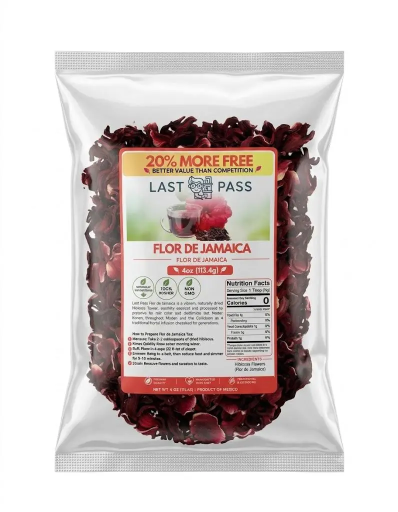 4 oz 100% Natural Flor de Jamaica Loose Leaf Hibiscus Flowers, for Agua Fresca, Tea Beverages