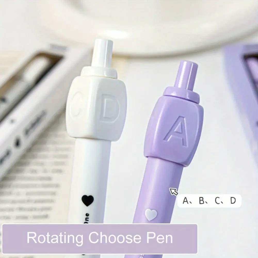 2 novelty rotating answer pens, interesting ABCD selection rotating pens, 0.5mm writing ballpoint pens, note stationery, Aesthetic pens, Writing Tools, Stationery Office Supplies