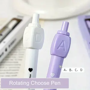 2 novelty rotating answer pens, interesting ABCD selection rotating pens, 0.5mm writing ballpoint pens, note stationery, Aesthetic pens