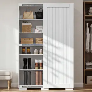 Loomie Shoe Storage Cabinet,Tall Shoes Cabinets with Doors and Adjustable Shelves,Freestanding Shoe Rack Cabinet with Hooks, Morden Shoe Cabinet storage for Entryway,Hallway
