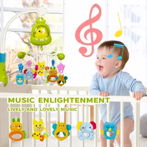 Musical and light-up crib mobile with hanging toys that can be detached for teething, suitable for boys and girls Newborn