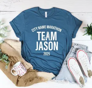 Custom Marathon Support Crew Shirt, Supporter Team Group Tshirt for Marathoner's Family Matching Shirts, Runner's Race Team shirt Kids Sizes