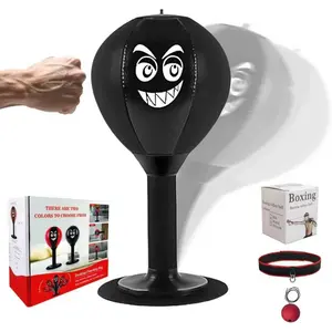 Desktop Mini Toy Stress Relieving Boxing Focal Punching Bag, Stress Buster with Suction Cup for Office Table and Counters,Kids&Adults Fun Boxing Toys,White
