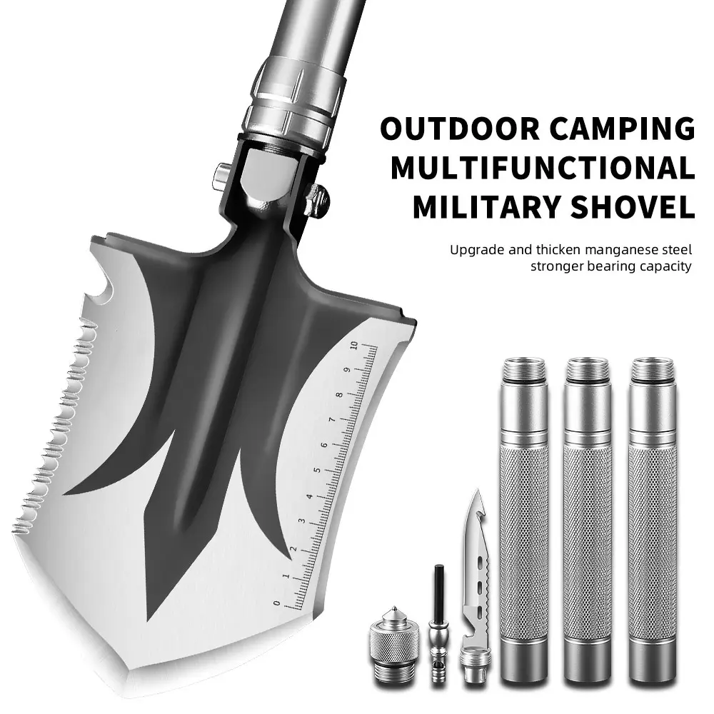 Camping Outdoor Shovel, Foldable And Detachable Portable Folding Shovel, Multi-Purpose Shovel For Camping, Beach, Hiking, Outdoor, Fishing, Gardening, Car Emergency
