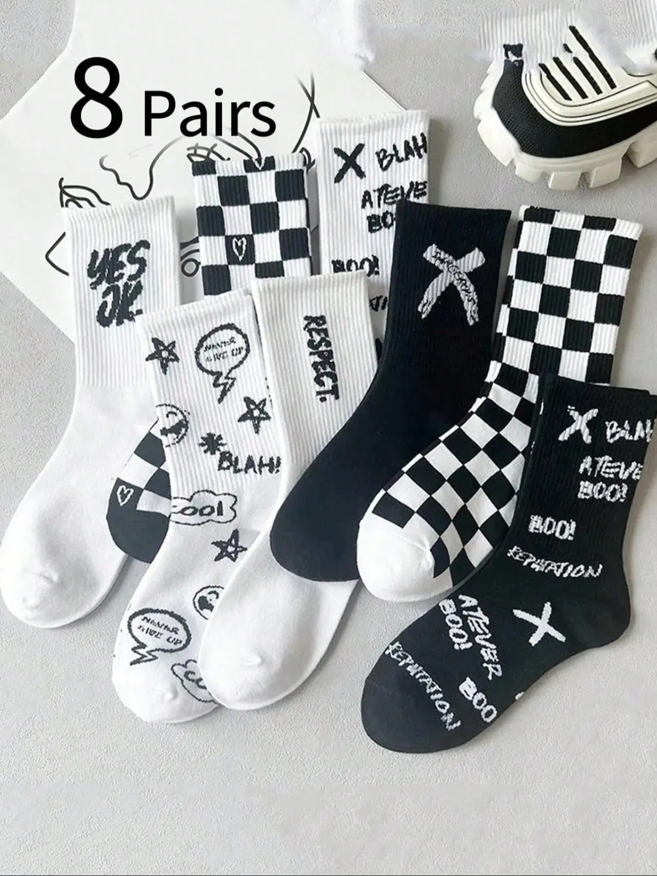 Women's Crew Socks Fit Random Colors Checkerboard Spring Fall Street Style Fashion Trendy Knee High Long Socks Sports Student Casual Fitted