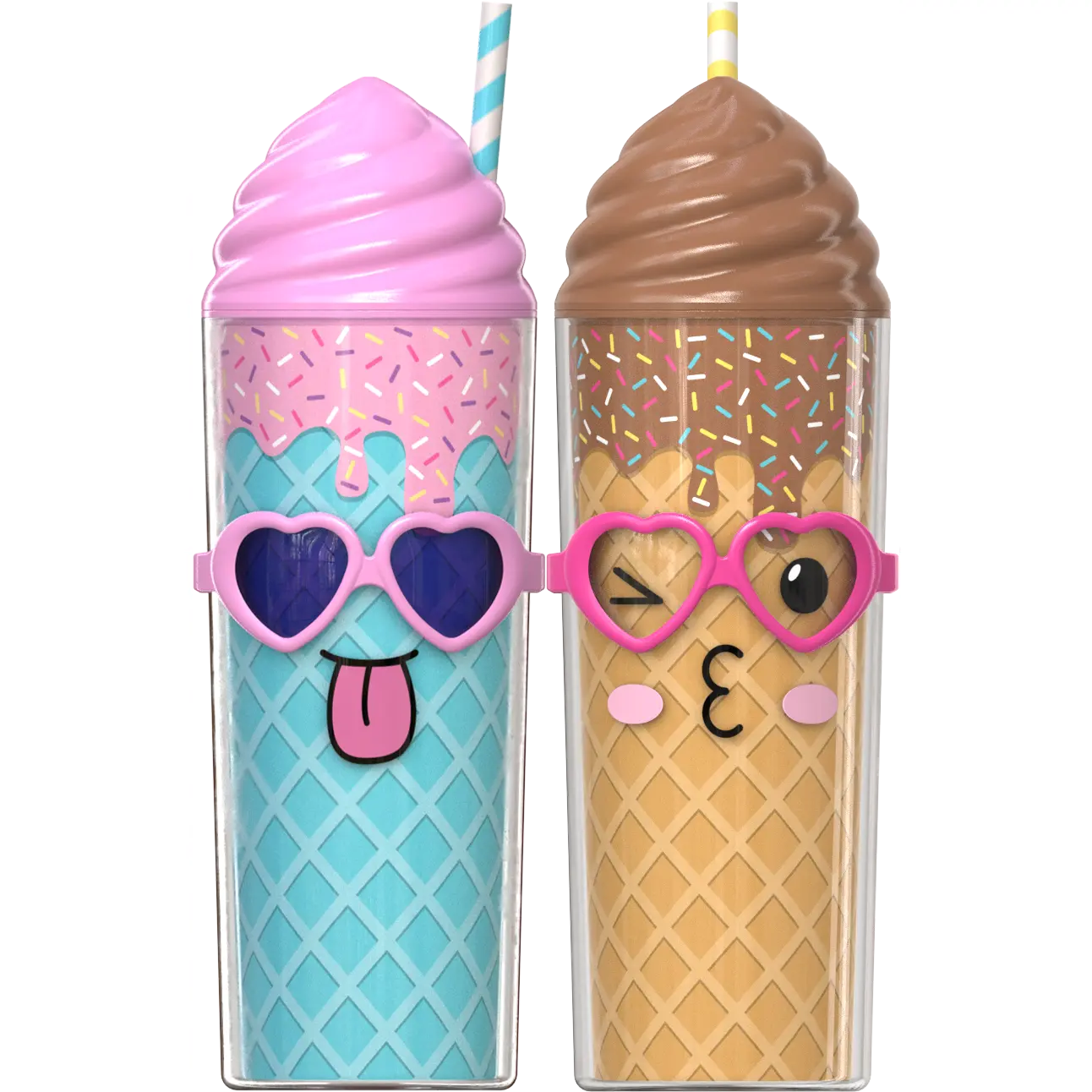 COOL GEAR 2-Pack 20 oz Shady Sweets Tumbler with Pressure Fit Lid and Straw Included