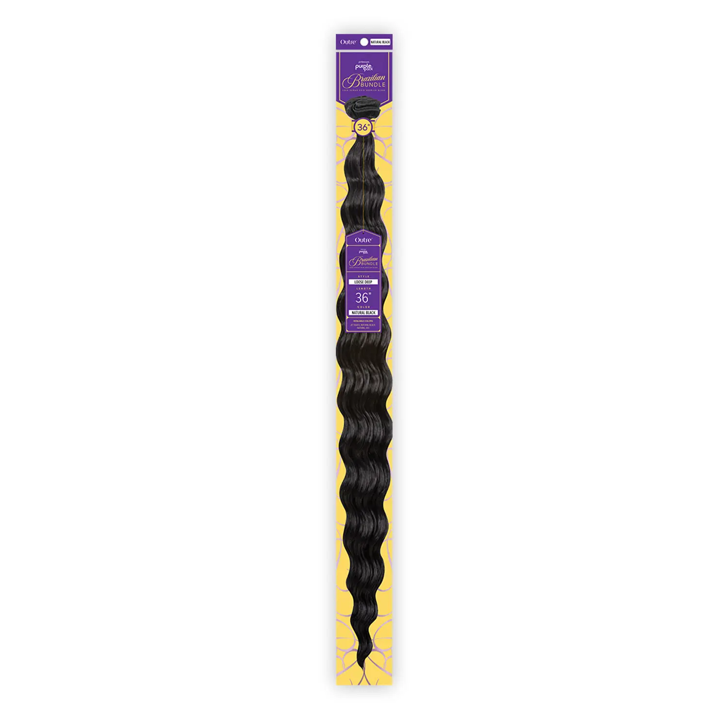 Outre Human Hair Blend Weave Bundles - Premium Purple Pack Brazilian Human Hair Curly Bundles, Loose Deep Texture (18-36")
