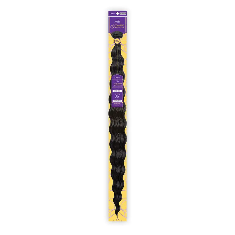 Outre Premium Purple Pack Unisex Human Hair Blend Weave Bundles - Loose Curly Brazilian Hair Weft Extensions, 18-36 in