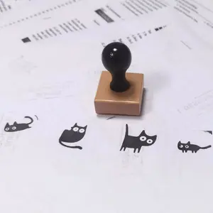 Cat Pattern Wooden Stamp Set, Classroom Activity Cat Identification, Teacher Teaching Reward Stamp, Fun Pet Kitty Hand Account Stamp