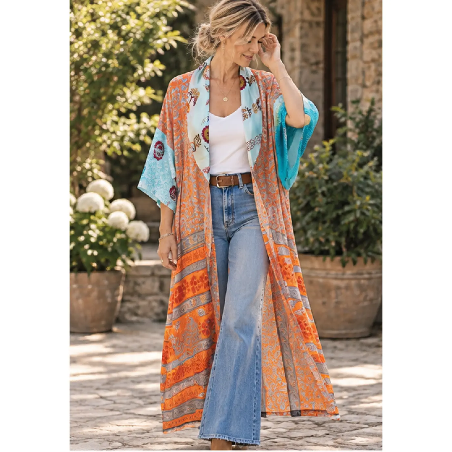 Wanderlust Recycled Silk Duster -  Desert Sky- One of a Kind