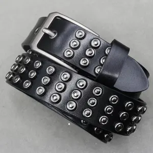 Metal Rivet Belt Luxury Designers Men Rivet Punk Belt Cow Genuine Leather Cintos Masculinos Male Women Rock Hip Hop Strap Waist