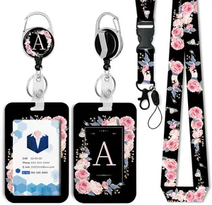 A-Z Badge Holder with Retractable Reel and Breakaway Lanyard Badge Clips Retractable Heavy Duty Badge ReelKeychainID Holder with Breakaway Lanyard for School Nurse Office Teen A