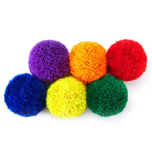 Premium Rainbow Balls for Kids Play (Set of 6) Yarn Balls/Soft Fleece Balls: Large 5", for Indoor and Outdoor Playground Activities, Kickball, Handball, Camps, School
