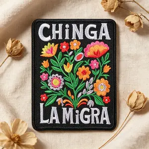 Chinga Lamigra Floral Embroidery Patch, Heat Transfer Back Adhesive, Suitable for Clothes, Jackets, Hats, Accessories