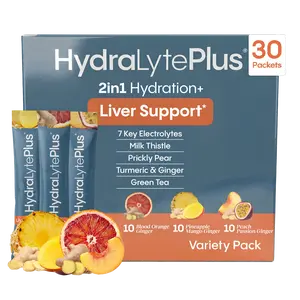 HydraLyte Plus Liver Support - Low Sugar Recovery & Hydration Powder | Electrolytes with Milk Thistle | Variety (30 Servings)