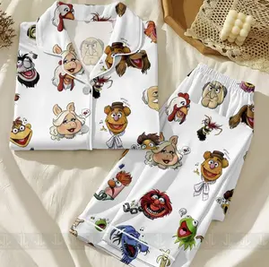 The Muppets Satin Pajama Set – Kermit, Gonzo & Animal Print, Unisex Long Sleeve or Short PJs, Spooky Season Loungewear