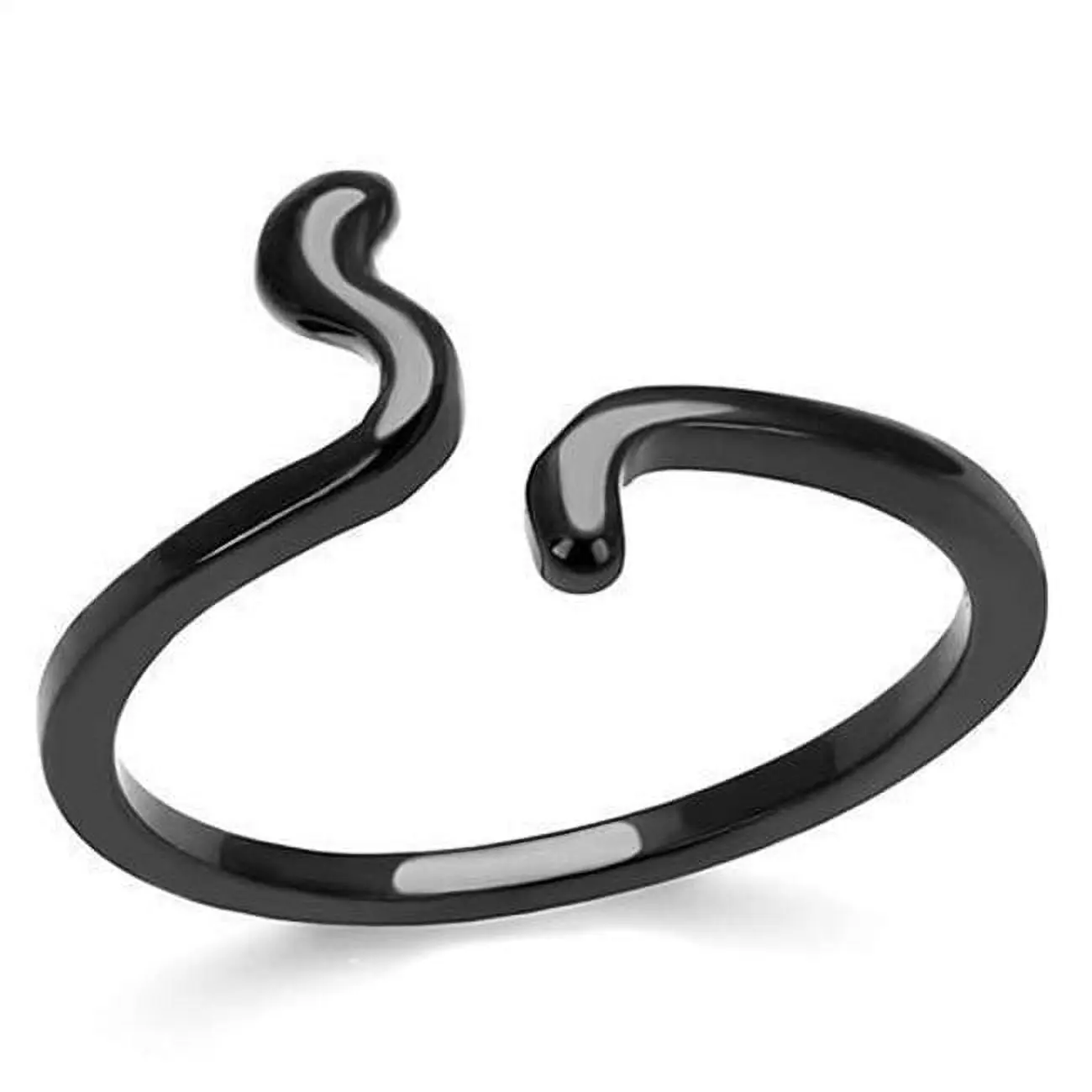 212 MAIN Women's Minimalist Stainless Steel Ring with Black IP Coating, Plain Fashion Band - Size 7