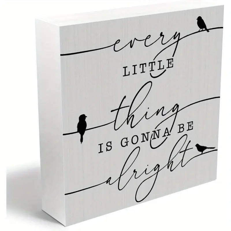 Inspirational Positive Affirmations Wooden Box Sign, Home Decor Gifts, Motivational Spring Bird Desk Decor, Rustic Farmhouse Home Living Room Table Shelf Decor, Positive Daily Reminder Wood Block Plaque 5x5 inch, Indoor Home & Office Decoration