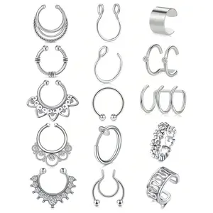 Punk Style Fake Nose Hoop Fake Septum Ear Cuffs Adjustable Size For Men And Women