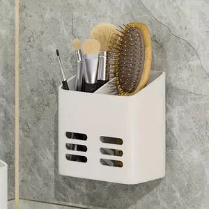 Wall-Mounted Storage Organizer, Multi-Functional No-Drill Shelf, Bathroom Cosmetics Holder, Toothbrush & Comb Holder, Shaver Stand, Home Accessories, Toothbrush Holders