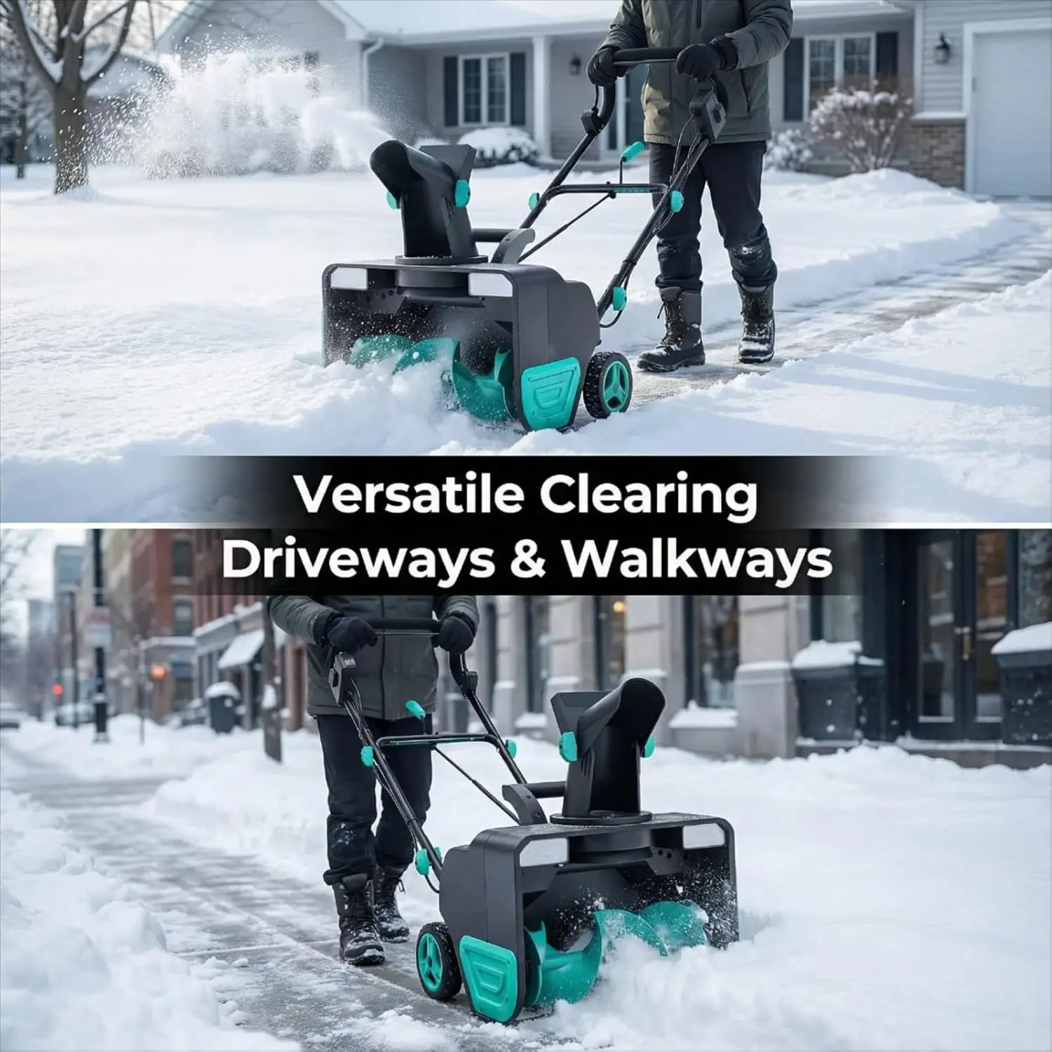20 Inch Corded Snow Blower, Brushless Electric Snow Shovels, 25FT Snow Thrower, 180° Chute,Clear Heavy, Wet Snow and Throws on Driveway Walkway Deck, 2 LED Lights,