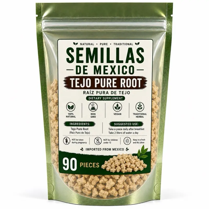 Semillas De Mexico - Tejo Pure Root – 90 pcs  – Natural Plant-Based Dietary Supplement for Metabolic Balance & Digestive Wellness Detoxing – 100% Pure Botanical Root Extract Detox – Imported from Mexico