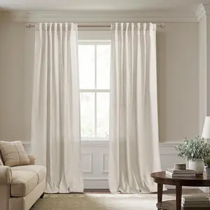Oatmeal Beige Linen Curtains, Natural Fabric Sheer Greige Rustic Farmhouse Curtain for Living Room, Farm House Primitive Curtains for Bedroom Dining Room, Wide 52 x 84 Inches Long, 2 Panels Set