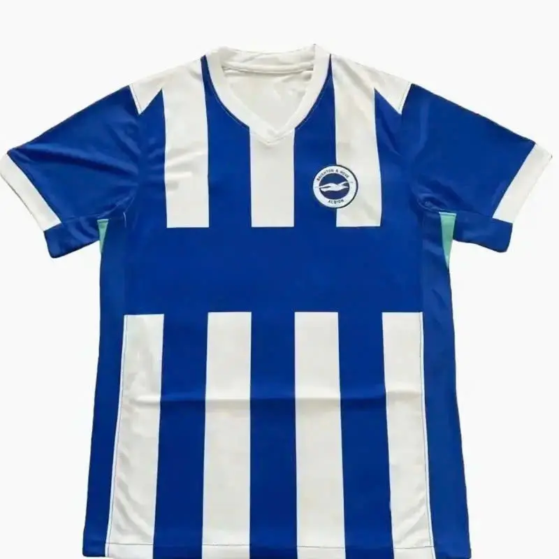 [FULL LOGO] - Brighton Home 25-26 Season Blue Soccer Sports Mesh Jersey Tee - Breathable Elastic Quick-Dry Fabric, S-2XL Sizes, Ready Stock, Affordable Professional Sports Clothing, Sports Jersey Tee - Personalization upon request
