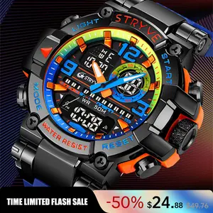 Men's Colorful Punk Style Quartz Watch, Jumpstart sale Multi.Functional Waterproof Dual Display Wristwatch, TrendyFashion Sport Watch, Birthday Gift with Gift Boxfashionable wristwatch multifunctional men