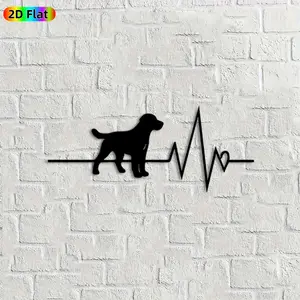 1pc Dog & Heartbeat Metal Wall Art,Dog & Heartbeat Statue Mural, Ideal Gift for New Year, Easter, Dog & Heartbeat Enthusiasts, Rust-Resistant Metal Wall Decor Wall Sculptures, Perfect for Living Room Wall & Garden Fence, Dog & Heartbeat Enthusiasts