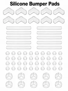 80PCS Clear Silicone Cabinet Bumpers, Multi-Shape Corner Protectors & Furniture Pads, Self-Adhesive Noise Dampening Cushions for Cabinets, Walls, Tables & Drawers