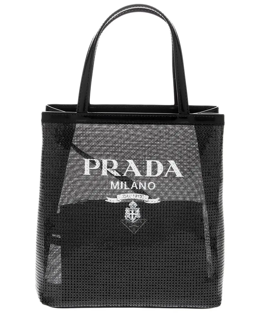 Prada Sequined Mesh & Leather Tote