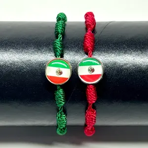 Mexico Charm Knotted Bracelet Handmade with 100% Nylon Thread Adjustable Sizes for Kids Standard Large Adult Casual Simple Bracelet