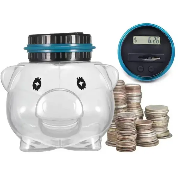 Capacity Coin Bank Money Jar,Discovey Digital Coin Counter Money Jar,LCD Screen,Automatic Piggy Bank Savings for US Coins,Keeps Track of Deposits, Battery Operated,Kids Gift,Spring Saving Plan,as Gift for Kids Adults