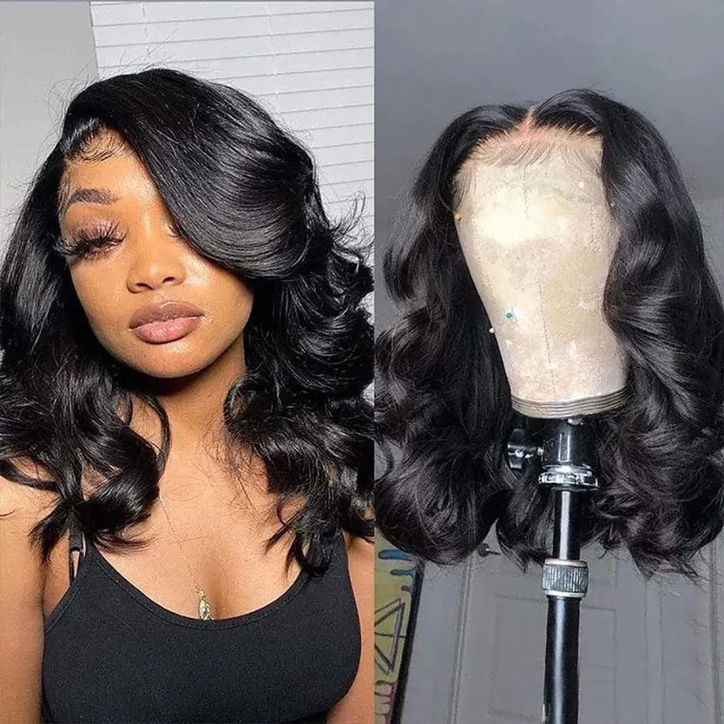 Ready‑to‑Wear Glueless 4x4 Transparent Lace Closure Wig 100% Real Human Hair Body Wave Natural Black No Glue Needed