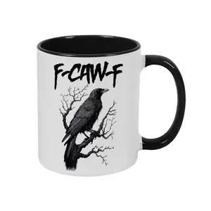 Funny Crow Mug, Black Crow Mug, F-Caw-F Novelty Mug,Crow Lover Cup, Spooky Halloween Season Cup, Bird Pun Gif,Spooky Crow Coffee Mug, F-Caw-F Mug, Gothic Crow Mug,Unique Nature Fan Tea Mug, Dark Academia Mug