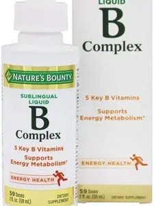B Complex with B12 Sublingual Liquid Fast Acting Dietary Supplement, Unflavored, Gluten Free, 2 Fl Oz