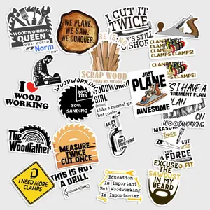 Sticker Pack 20 Woodworking Vinyl Sticker, Carpenter Craft Shop Decal for Toolbox Laptop