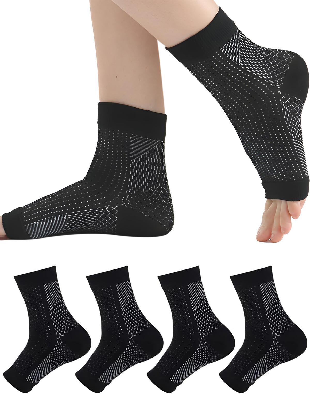 Open Toe Compression Ankle Socks with Arch Support, Breathable Stretch Design for All-Day Comfort, Ideal for Plantar Fasciitis Relief, Walking, Running, Standing Work and Daily Casual Wear