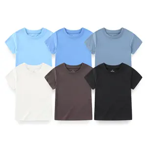 Kiddiezoom Kids' 6-Piece Essential T-Shirt Set Everyday Soft Cotton Tops for Boys & Girls 2-7Y Solid Color Short Sleeve