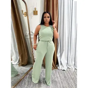 Women’s Solid Color Tank Jumpsuit, Casual Sleeveless Jumpsuit for Everyday Wear, Ladies’ Summer Clothing