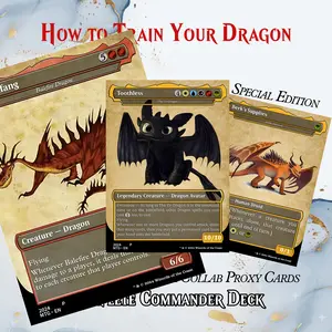 HOW TO TRAIN YOUR DRAGON MTG PROXY COMMANDER DECK – PREMIUM COLLECTOR SET (116 CARDS + DICE SET + PLAYMAT + VELVET BAG + DISPLAY BOX + COLLECTOR BOX) | DECKGALAXY