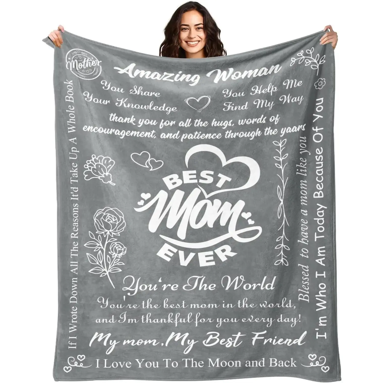 Love Letter for Mom Fleece Throw Blanket - 30x40 Inches, Soft Gift for Mom from Daughter, Ideal for Sister Gifting on Thanksgiving, Valentine's Day, Mother's Day
