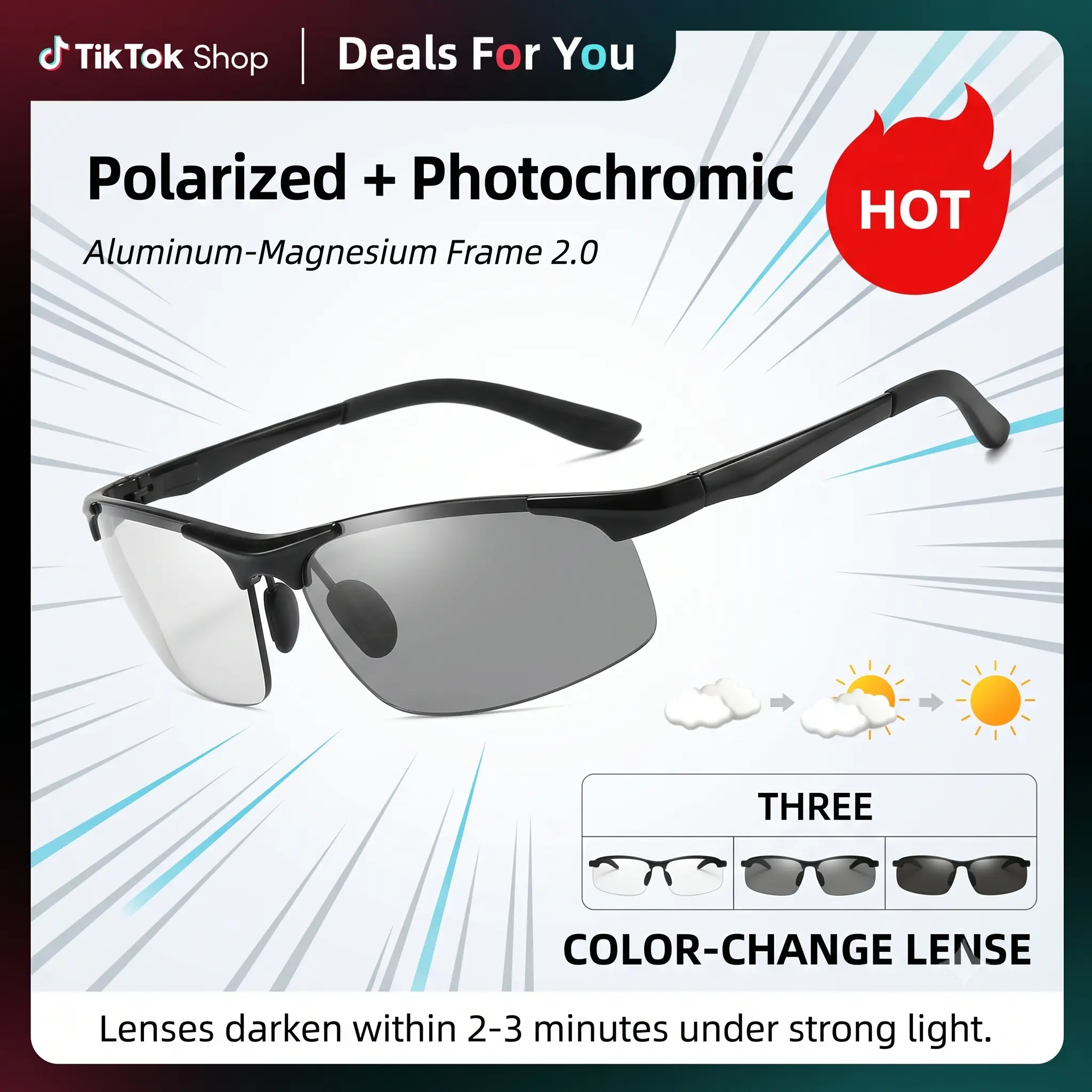 [Summer Style Essentials] Premium HD Polarized Photochromic Sunglasses with UV400 Protection, Unisex Retro Oversized Square Frame for Driving, Fishing, Golf & Outdoor Sports, Day & Night Vision Safety Eyewear