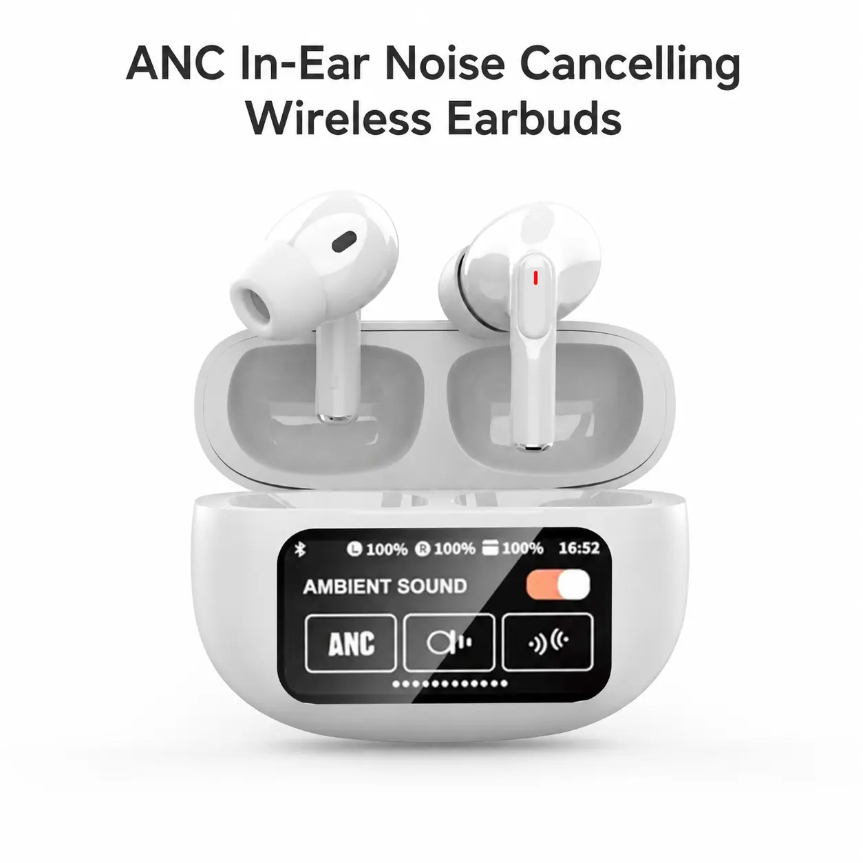 5th-Gen Upgraded Full-Color Intelligent Touch Screen Wireless Noise Cancelling Headphones with ANC, Lyrics Display, Language Switching for Daily Commuting